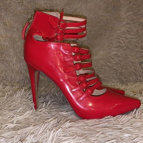 Scene Weaver Shoes Scene Pointed Toe Strappy Heels With Zippers